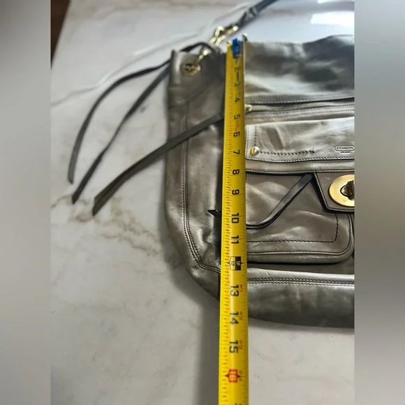 Vintage Y2K Coach Gray Leather Hampton Hobo/Satchel Bag Gold Hardware Turn lock - Picture 12 of 12